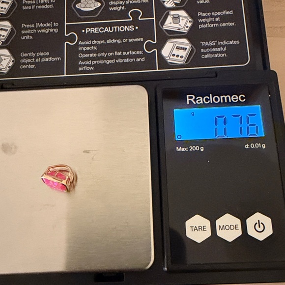 14 karat emerald set bezel gemstone slider charm: pink fire opal - Picture 6 of 6